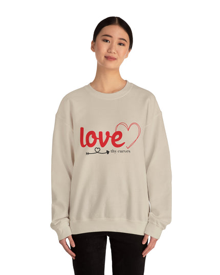 Love Thy Curves – Empowering Heart Script Crewneck Sweatshirt