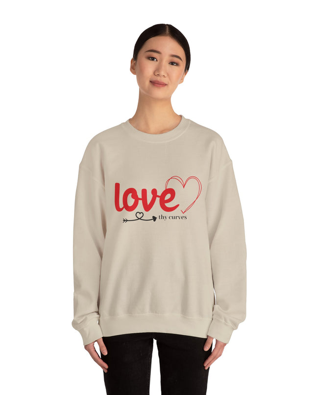 Love Thy Curves – Empowering Heart Script Crewneck Sweatshirt