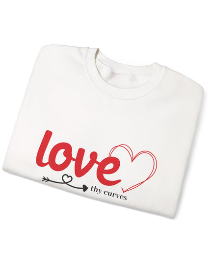 Love Thy Curves – Empowering Heart Script Crewneck Sweatshirt