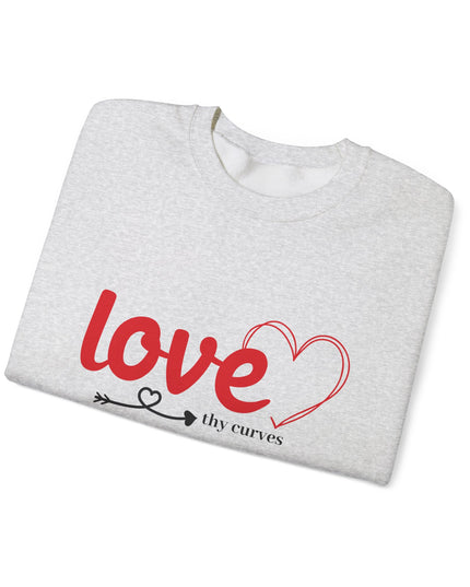 Love Thy Curves – Empowering Heart Script Crewneck Sweatshirt
