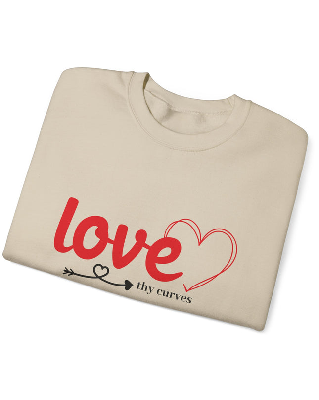 Love Thy Curves – Empowering Heart Script Crewneck Sweatshirt
