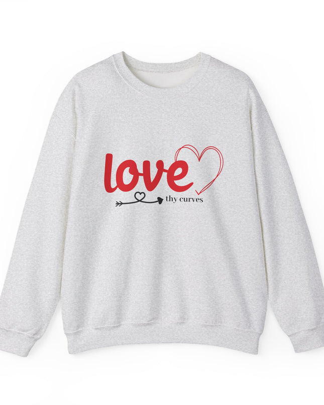 Love Thy Curves – Empowering Heart Script Crewneck Sweatshirt