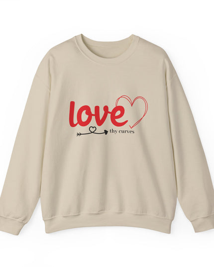 Love Thy Curves – Empowering Heart Script Crewneck Sweatshirt