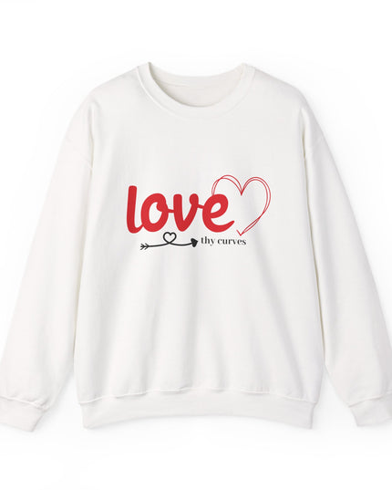 Love Thy Curves – Empowering Heart Script Crewneck Sweatshirt