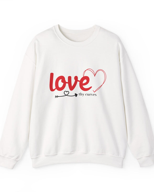 Love Thy Curves – Empowering Heart Script Crewneck Sweatshirt