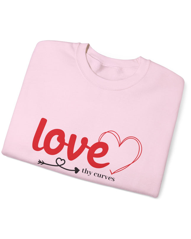 Love Thy Curves – Empowering Heart Script Crewneck Sweatshirt
