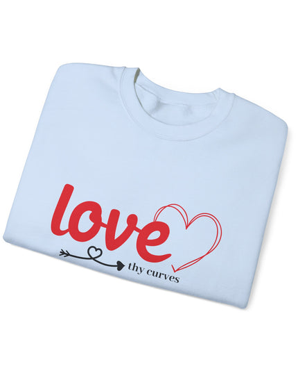Love Thy Curves – Empowering Heart Script Crewneck Sweatshirt