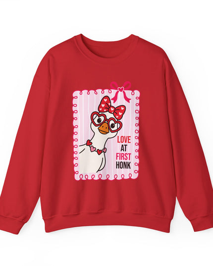 Love at First Honk Valentine Sweatshirt – Cute Goose Graphic Crewneck