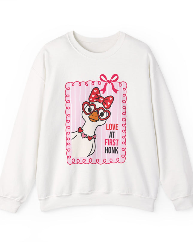 Love at First Honk Valentine Sweatshirt – Cute Goose Graphic Crewneck