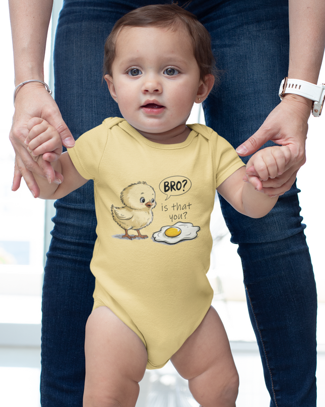 Funny Chick & Egg Baby Bodysuit – “Bro? Is That You?” Cute Infant Fine Jersey Onesie for Newborns & Toddlers