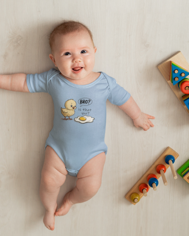 Funny Chick & Egg Baby Bodysuit – “Bro? Is That You?” Cute Infant Fine Jersey Onesie for Newborns & Toddlers