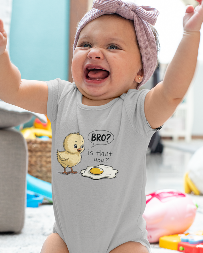 Funny Chick & Egg Baby Bodysuit – “Bro? Is That You?” Cute Infant Fine Jersey Onesie for Newborns & Toddlers