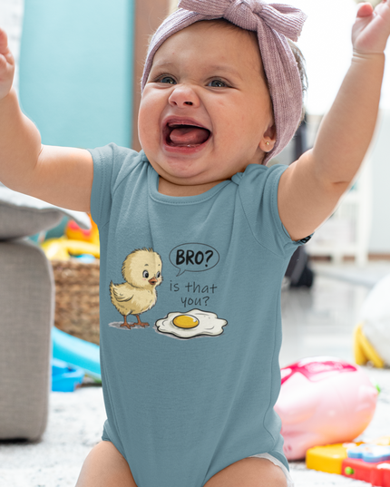 Funny Chick & Egg Baby Bodysuit – “Bro? Is That You?” Cute Infant Fine Jersey Onesie for Newborns & Toddlers
