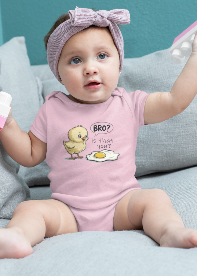 Funny Chick & Egg Baby Bodysuit – “Bro? Is That You?” Cute Infant Fine Jersey Onesie for Newborns & Toddlers