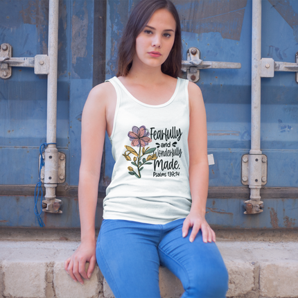 Fearfully and Wonderfully Made Psalm 139:14 Tank in Solid White