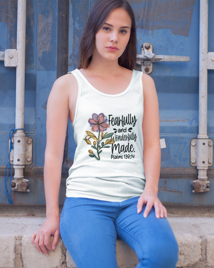 Christian Workout Racerback Tank for Women - Fearfully and Wonderfully Made, Psalm 139:14