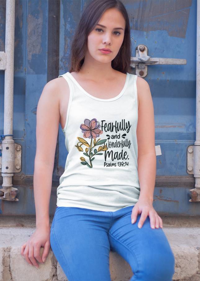 Christian Workout Racerback Tank for Women - Fearfully and Wonderfully Made, Psalm 139:14