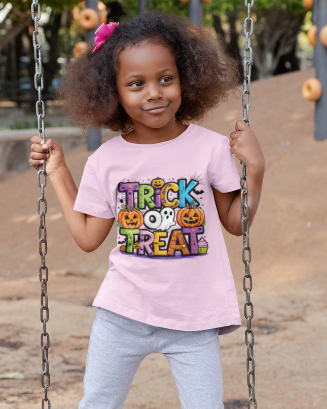 Kids Halloween Trick or Treat T-Shirt – Spooky Graphic Tee, Funny Halloween Costume Shirt for Boys & Girls