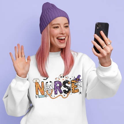 Nurse Halloween Sweatshirt in White
