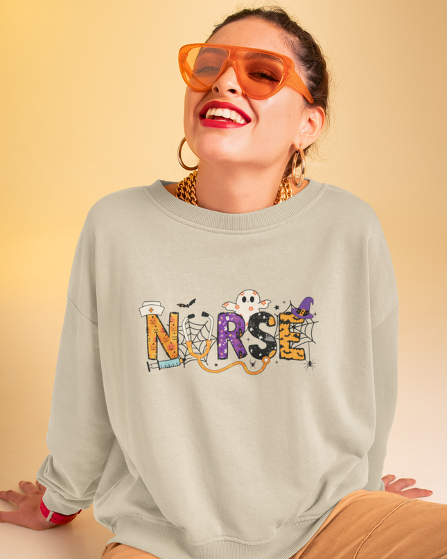 Nurse Halloween Sweatshirt - Women's Spooky Crewneck Funny Costume Sweatshirt