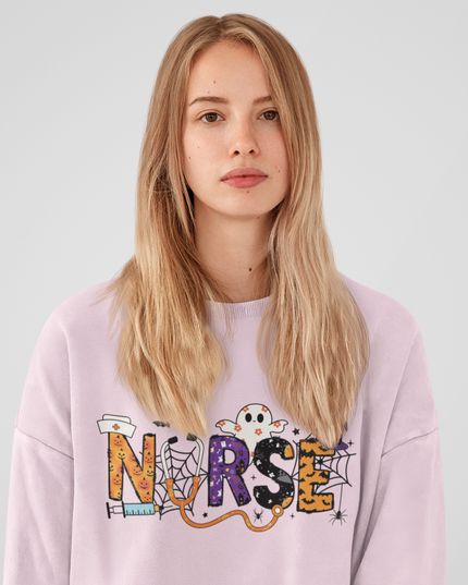 Nurse Halloween Sweatshirt - Women's Spooky Crewneck Funny Costume Sweatshirt