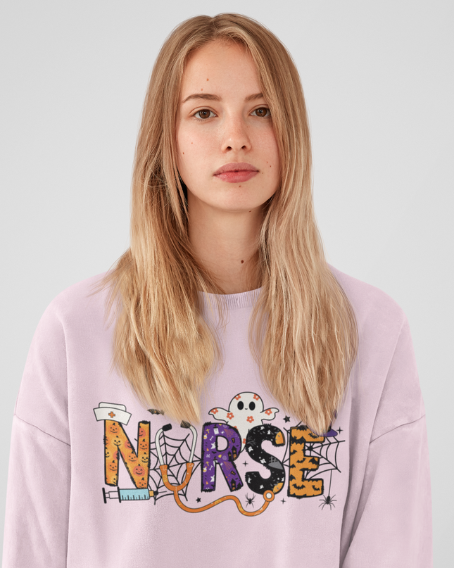Nurse Halloween Sweatshirt - Women's Spooky Crewneck Funny Costume Sweatshirt