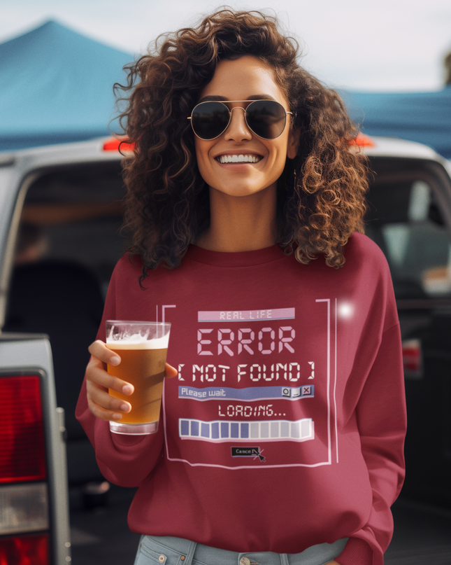 Real Life Error Unisex Crewneck Sweatshirt - Funny Tech Geek Loading Graphic Computer Shirt