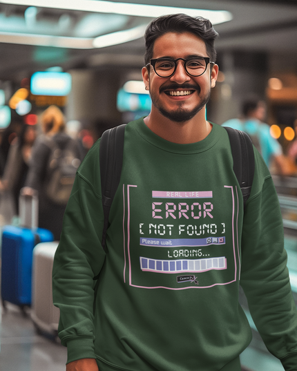 Real Life Error Unisex Crewneck Sweatshirt - Funny Tech Geek Loading Graphic Computer Shirt