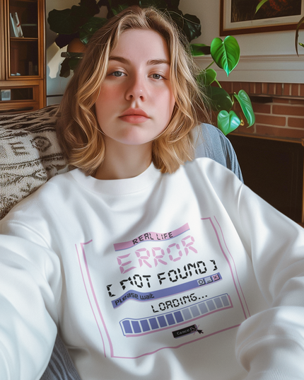 Real Life Error Unisex Crewneck Sweatshirt - Funny Tech Geek Loading Graphic Computer Shirt