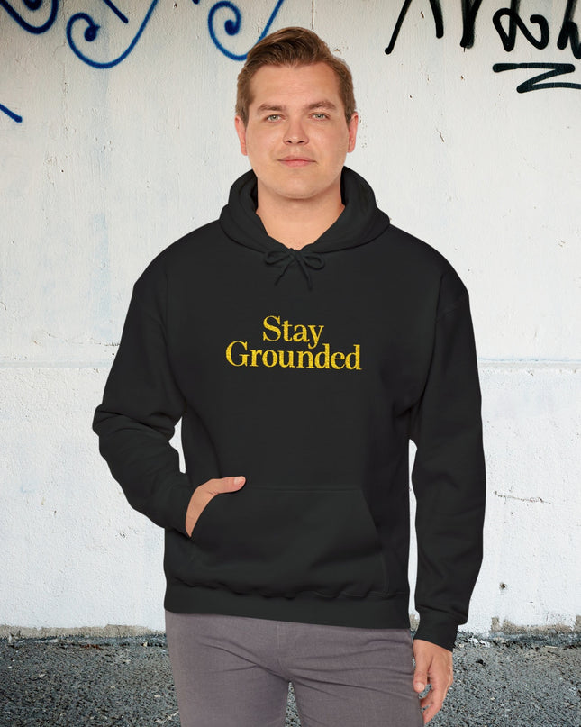 Embroidered 'Stay Grounded' Hoodie