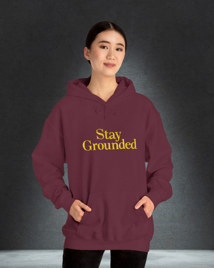 Embroidered 'Stay Grounded' Hoodie