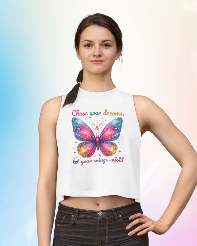 Butterfly 'Chase Your Dreams' Crop Top — Inspirational Women's Tank