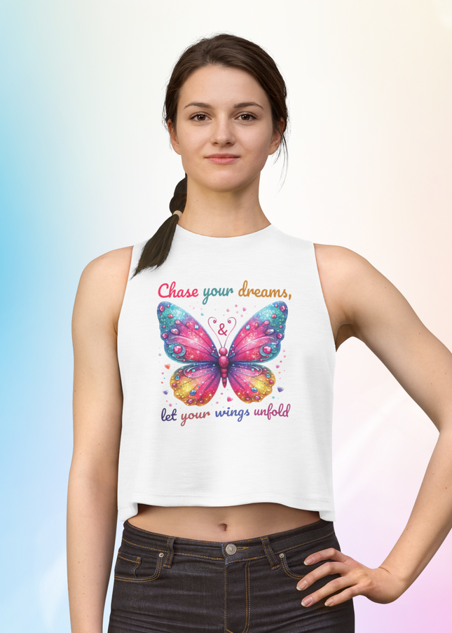 Butterfly 'Chase Your Dreams' Crop Top — Inspirational Women's Tank
