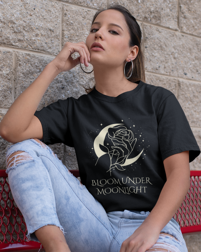 Bloom Under Moonlight — Celestial Spring Tarot T-Shirt