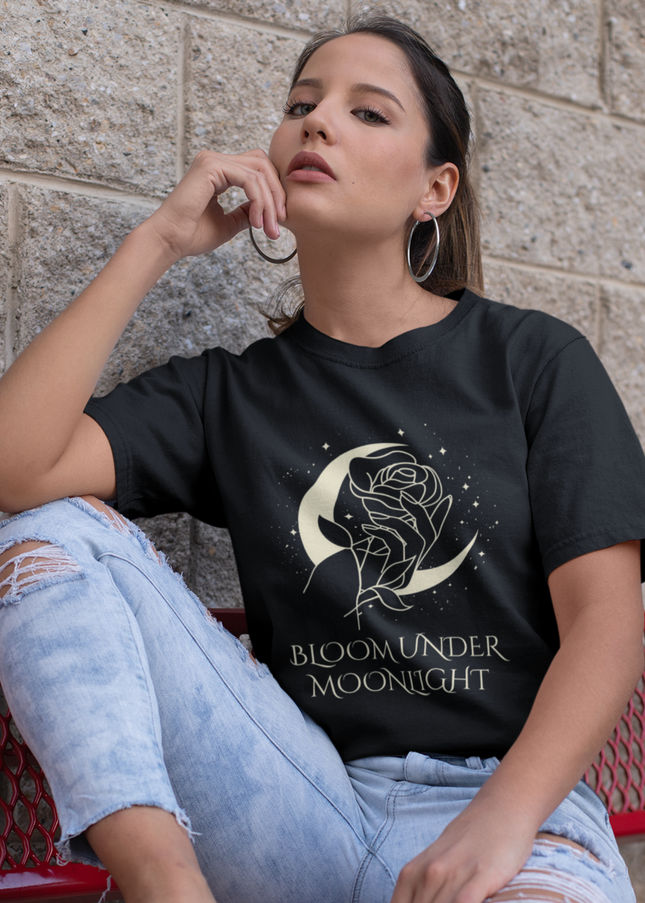 Bloom Under Moonlight — Celestial Spring Tarot T-Shirt