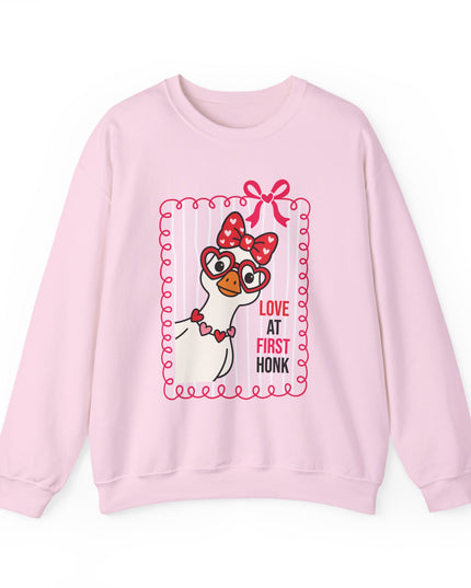 Love at First Honk Valentine Sweatshirt – Cute Goose Graphic Crewneck