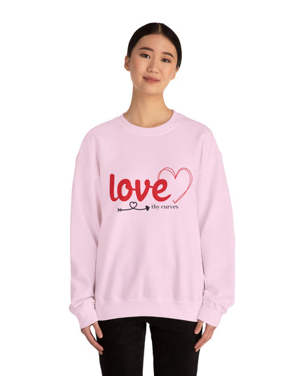 Love Thy Curves – Empowering Heart Script Crewneck Sweatshirt