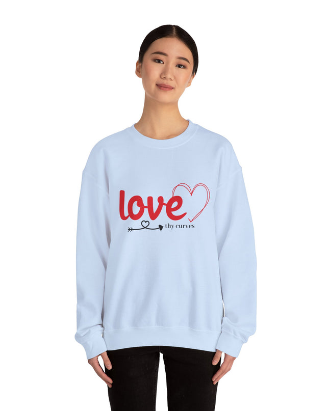 Love Thy Curves – Empowering Heart Script Crewneck Sweatshirt