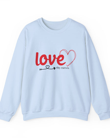 Love Thy Curves – Empowering Heart Script Crewneck Sweatshirt