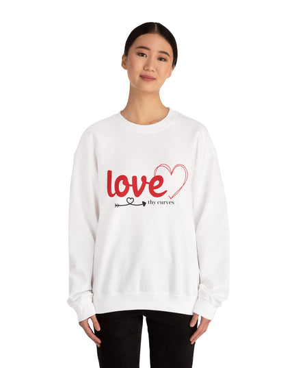 Love Thy Curves – Empowering Heart Script Crewneck Sweatshirt