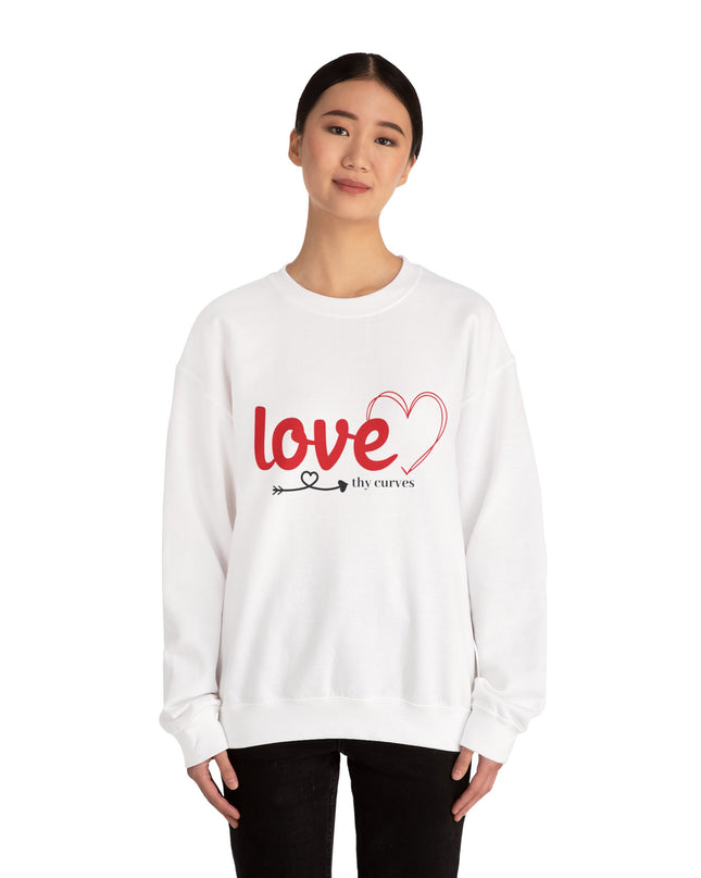 Love Thy Curves – Empowering Heart Script Crewneck Sweatshirt
