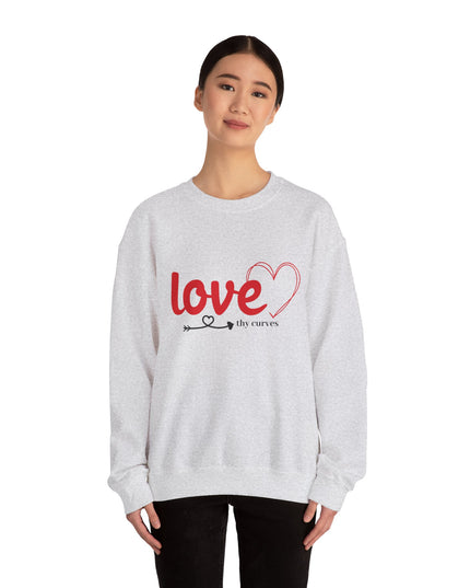Love Thy Curves – Empowering Heart Script Crewneck Sweatshirt