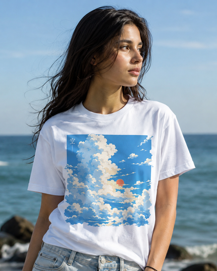 casual anime clothes cloud drift original anime sky t-shirt